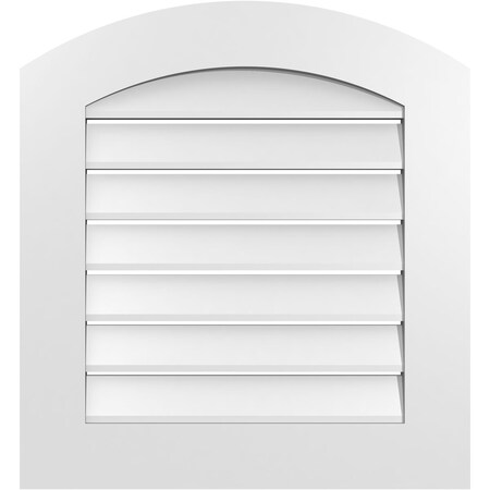 Ekena Millwork Arch Top Surface Mount PVC Gable Vent: Non-Functional, w/ 3-1/2"W x 1"P Standard Frame, 24"W x 24"H GVPAR24X2401SN